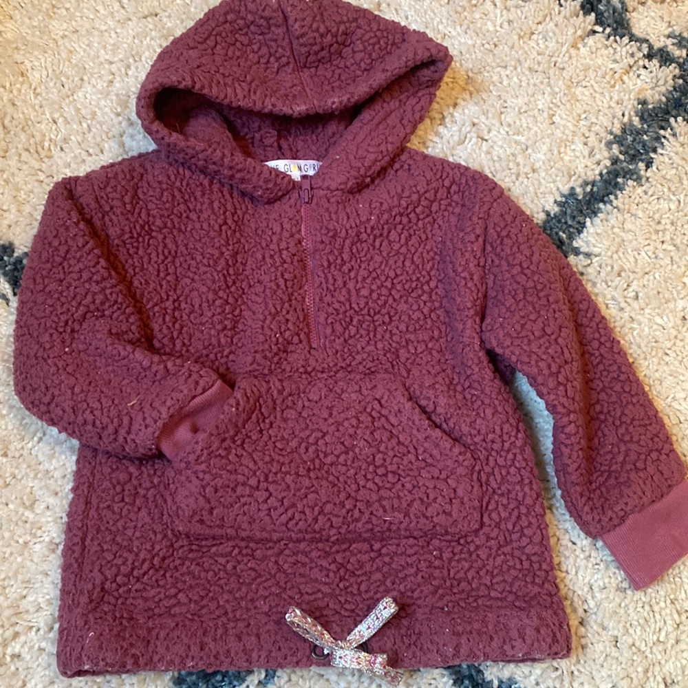 Love, Glam Girl | Tie Bottom Fleece Quarter Zip Sweatshirt